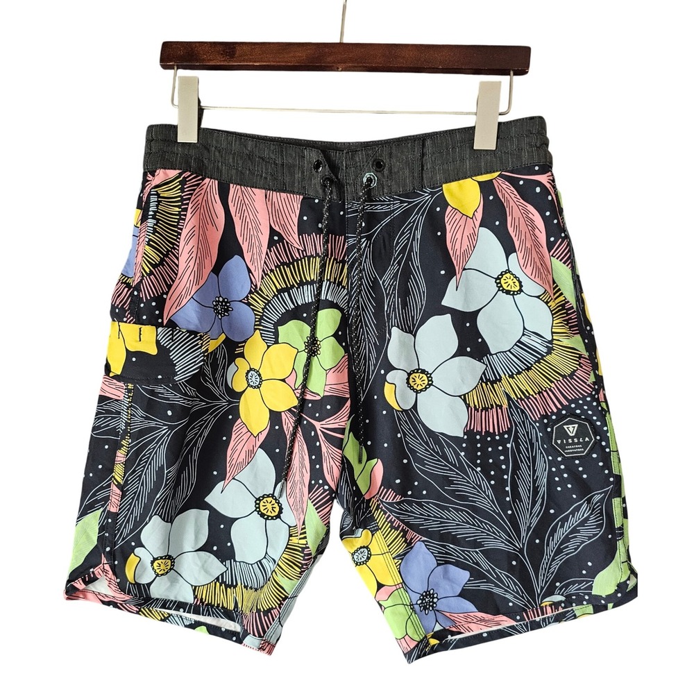 Vissla‎ Floral Board Shorts Mens Swim Trunks Drawstring Multicolor Quick Dry 30
